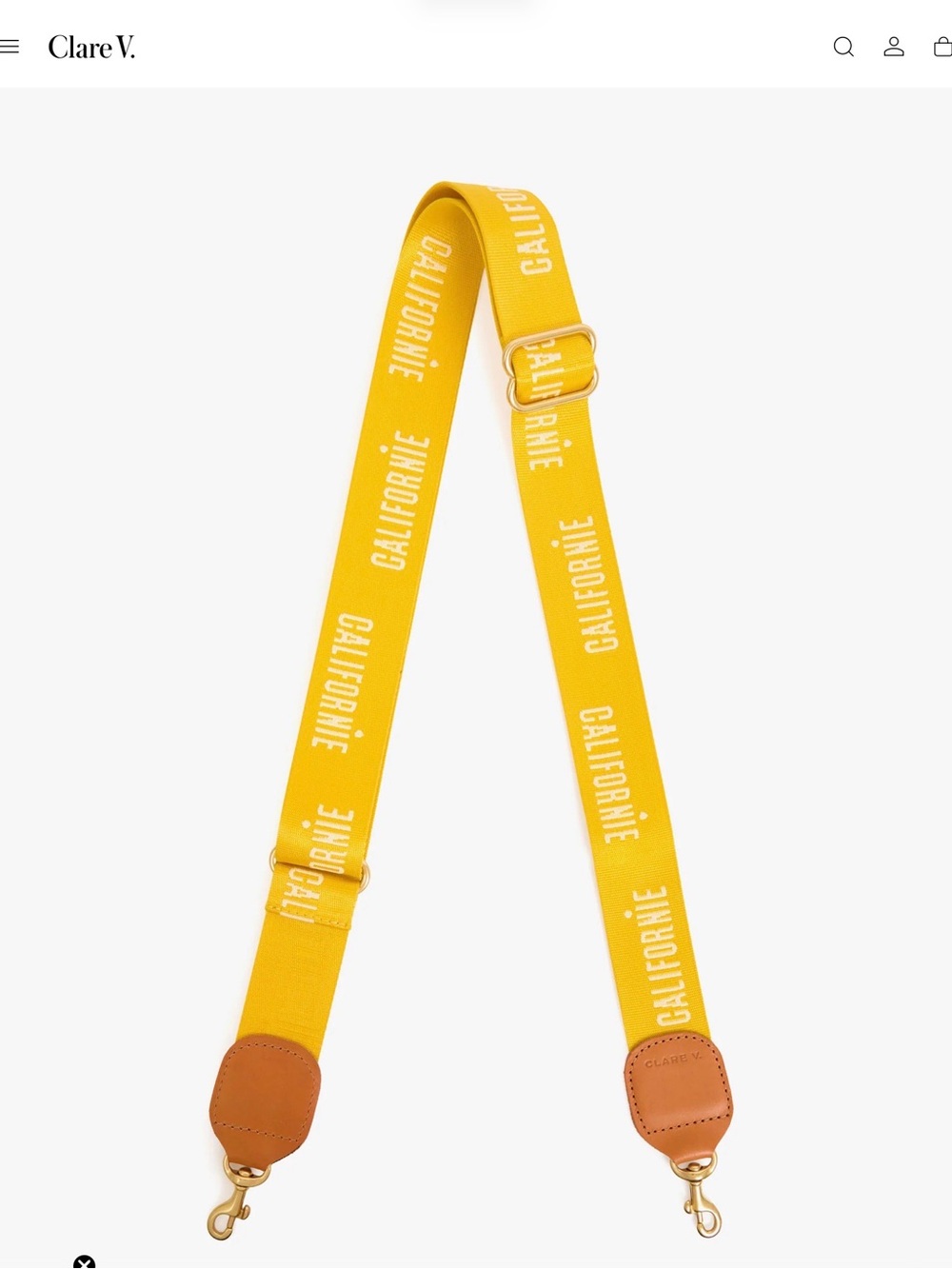 NWOT Clare V. Yellow 'CALIFORNIE' Adjustable Strap with Tan Leather Tabs